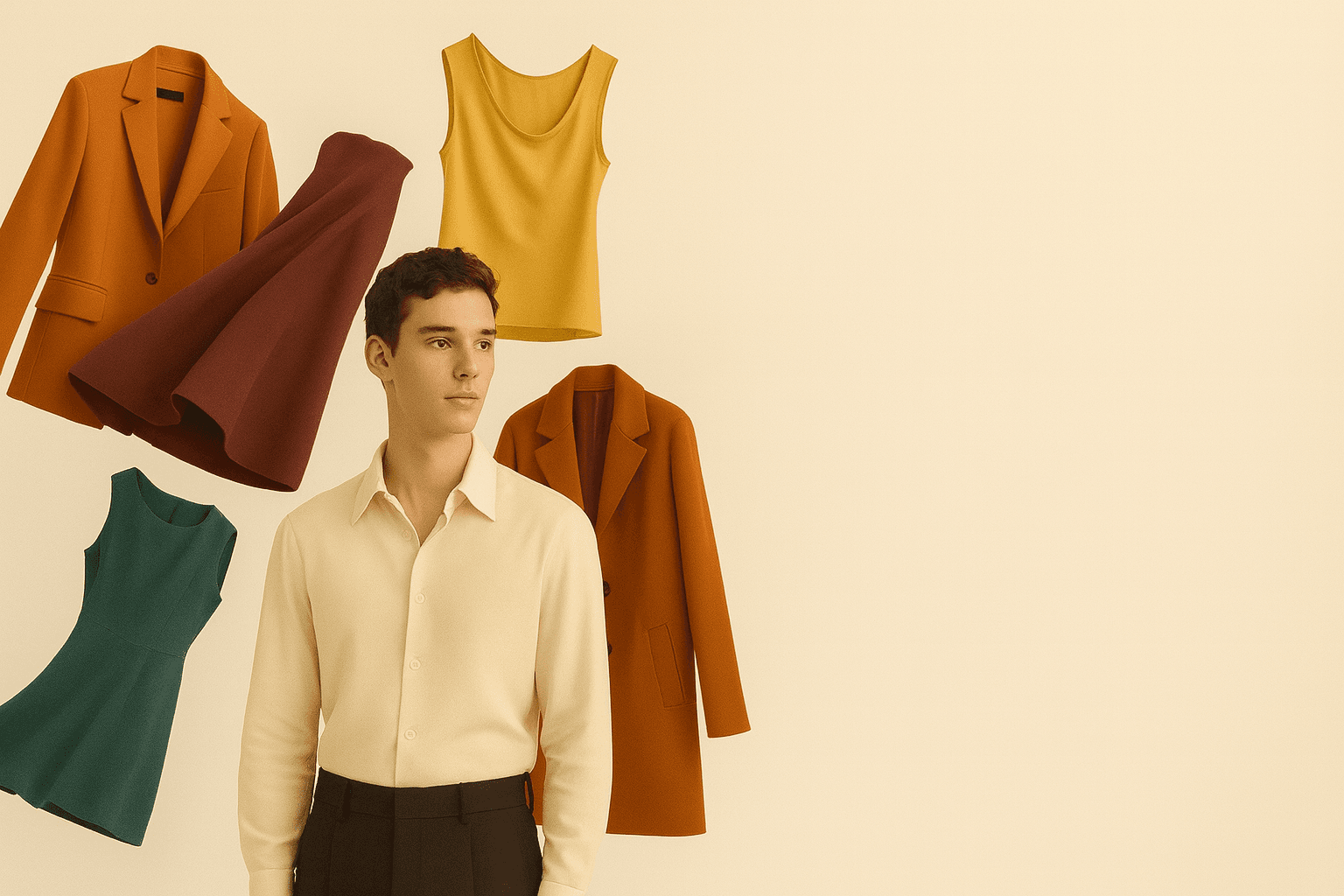 A stylish outfit arranged on a clean background